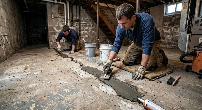Cracked Basement Floor Repair in Collegeville, PA